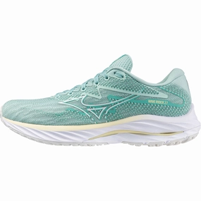 Anatomic Toe Box Shape Mizuno Wave Rider 27 Womens Running Shoes - Green