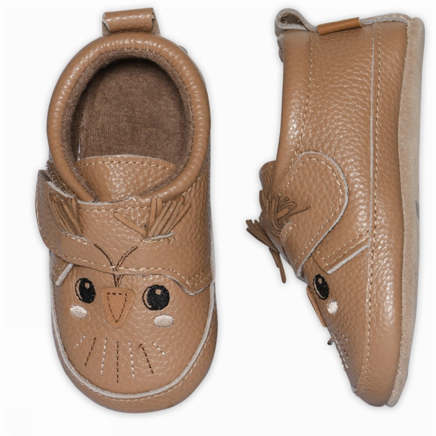 MELTON Biscuit Owl Leather Slippers Round Toe anatomical design