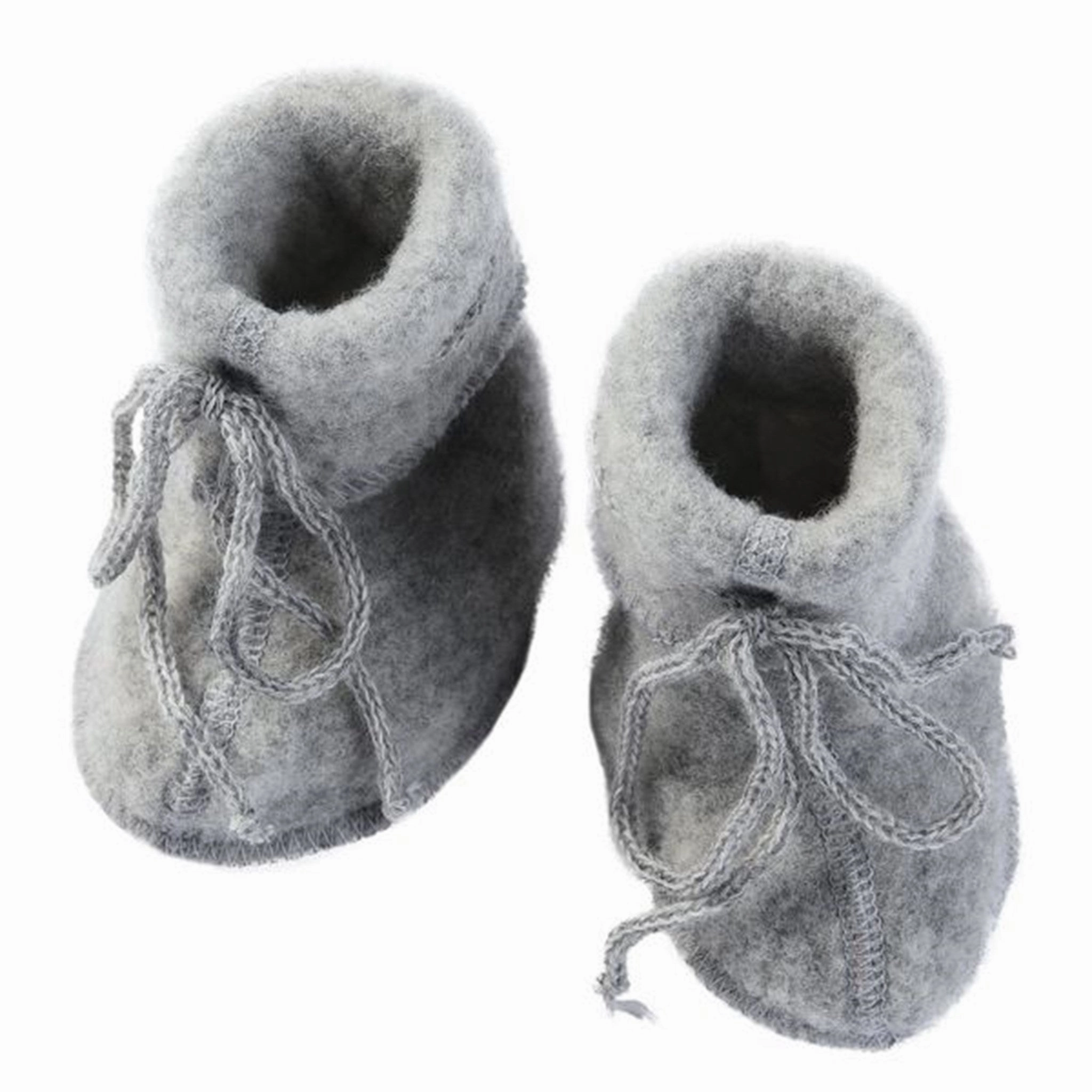 Engel Baby Booties w. Ribbon Grey Melange Arch Cushioning