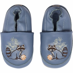 Simple Sandals MELTON Leather Slippers with Raccoon Bluefin