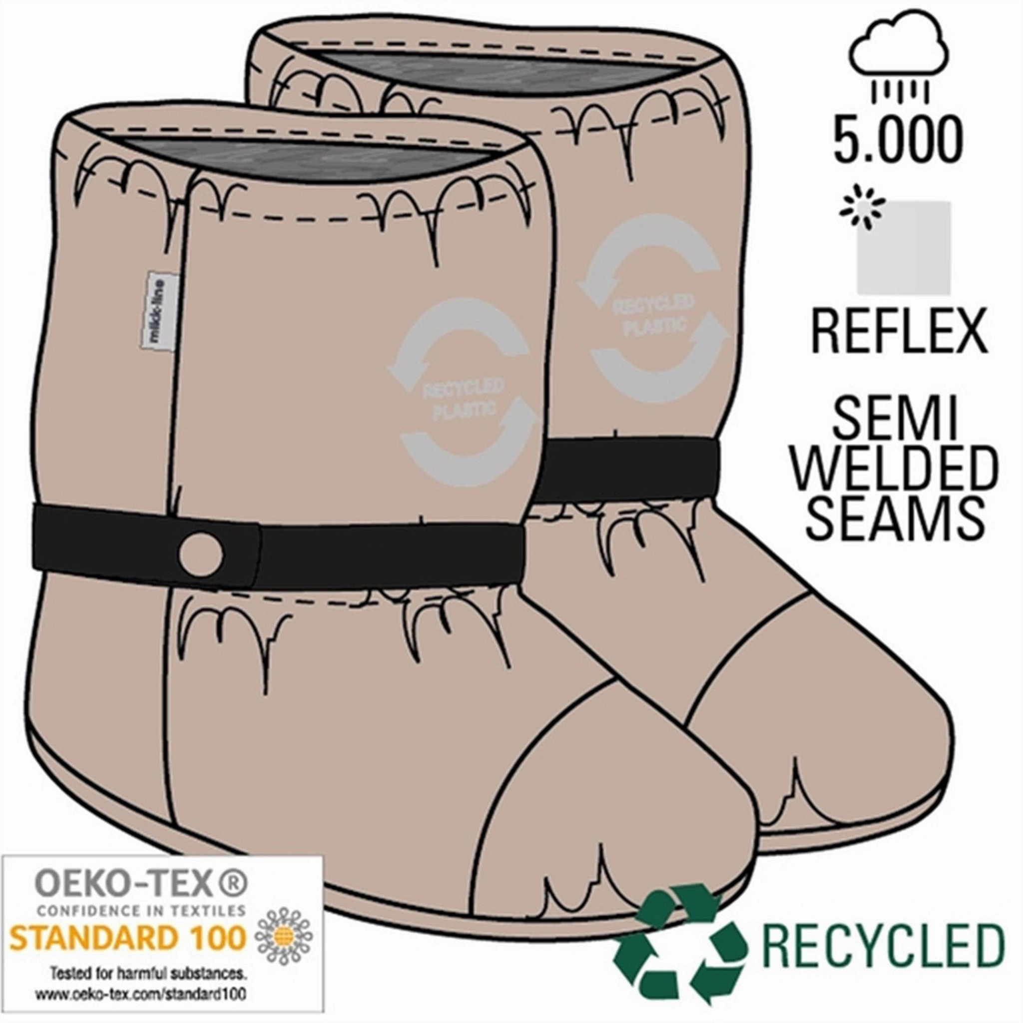 Mikk-Line Rain Footies w. Fleece Adobe Rose Abrasion resistant Lesson Day