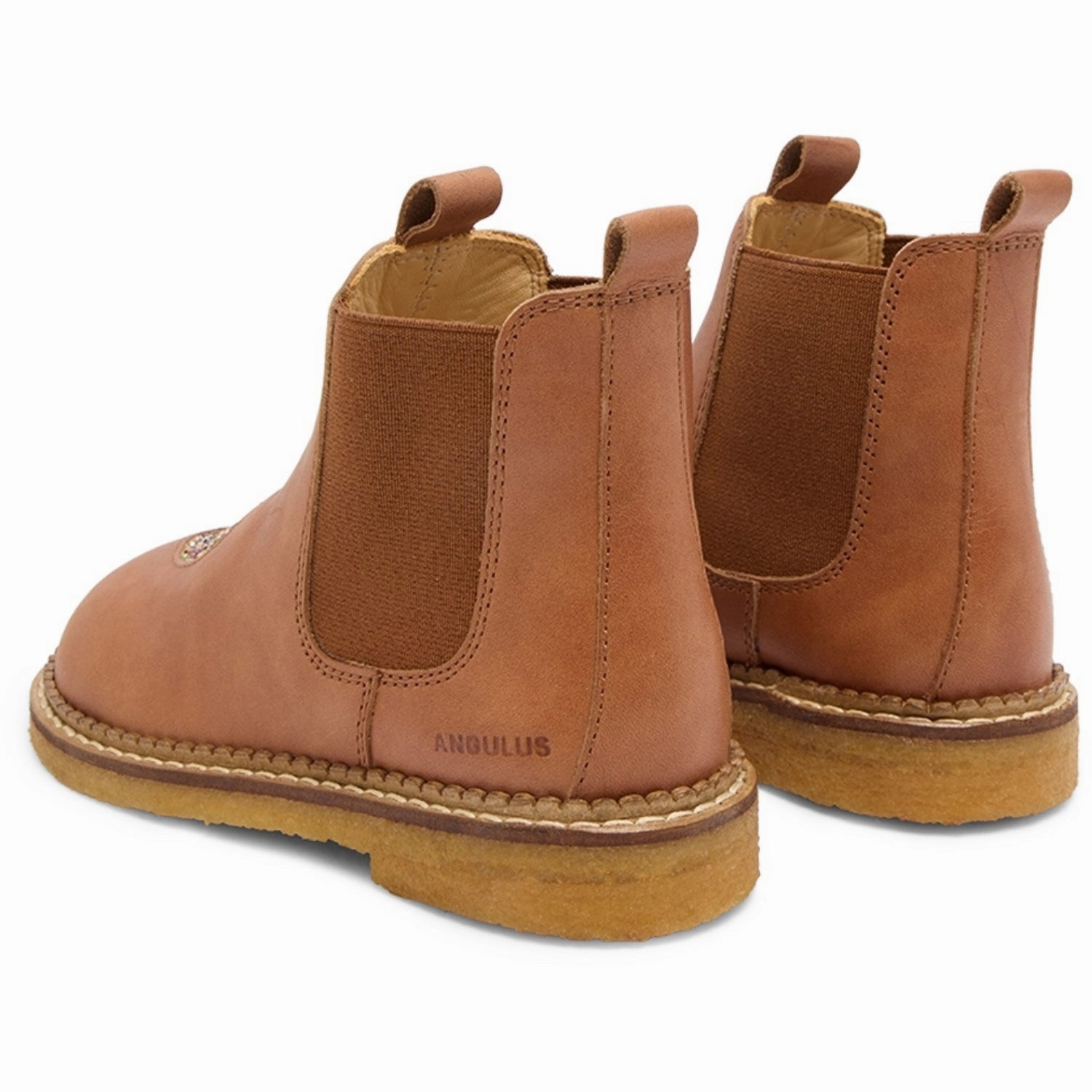 Angulus Tan/Multi Glitter/CAndnac Chelsea Boot Med Hjerte Impact Resistant Heel