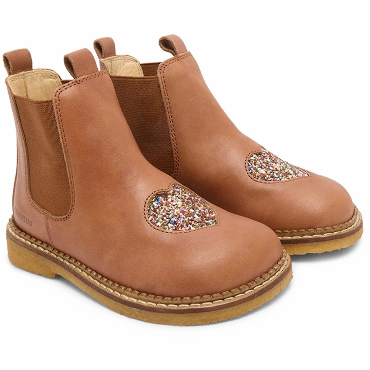 Angulus Tan/Multi Glitter/CAndnac Chelsea Boot Med Hjerte Strong Mood Winter Protection