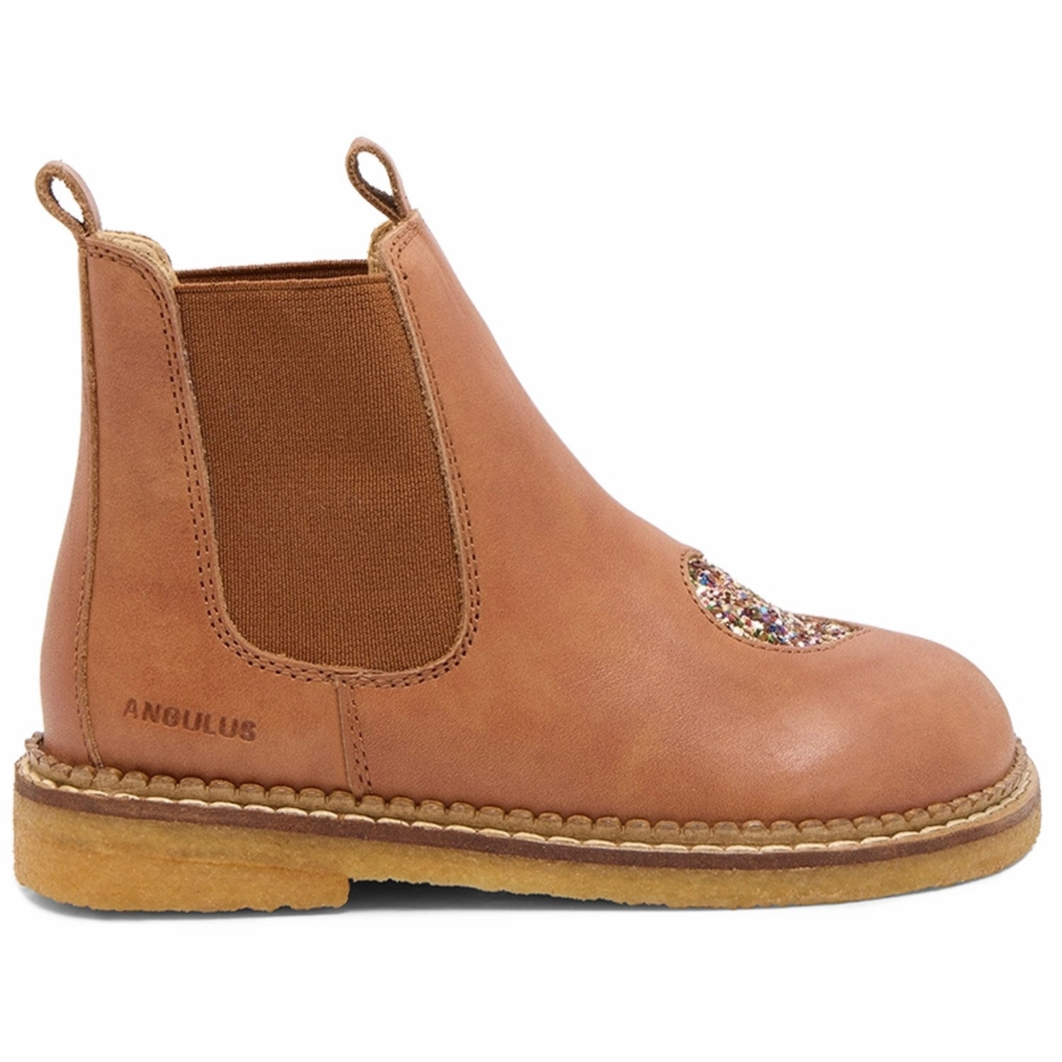 Comfort Fit Angulus Tan/Multi Glitter/CAndnac Chelsea Boot Med Hjerte