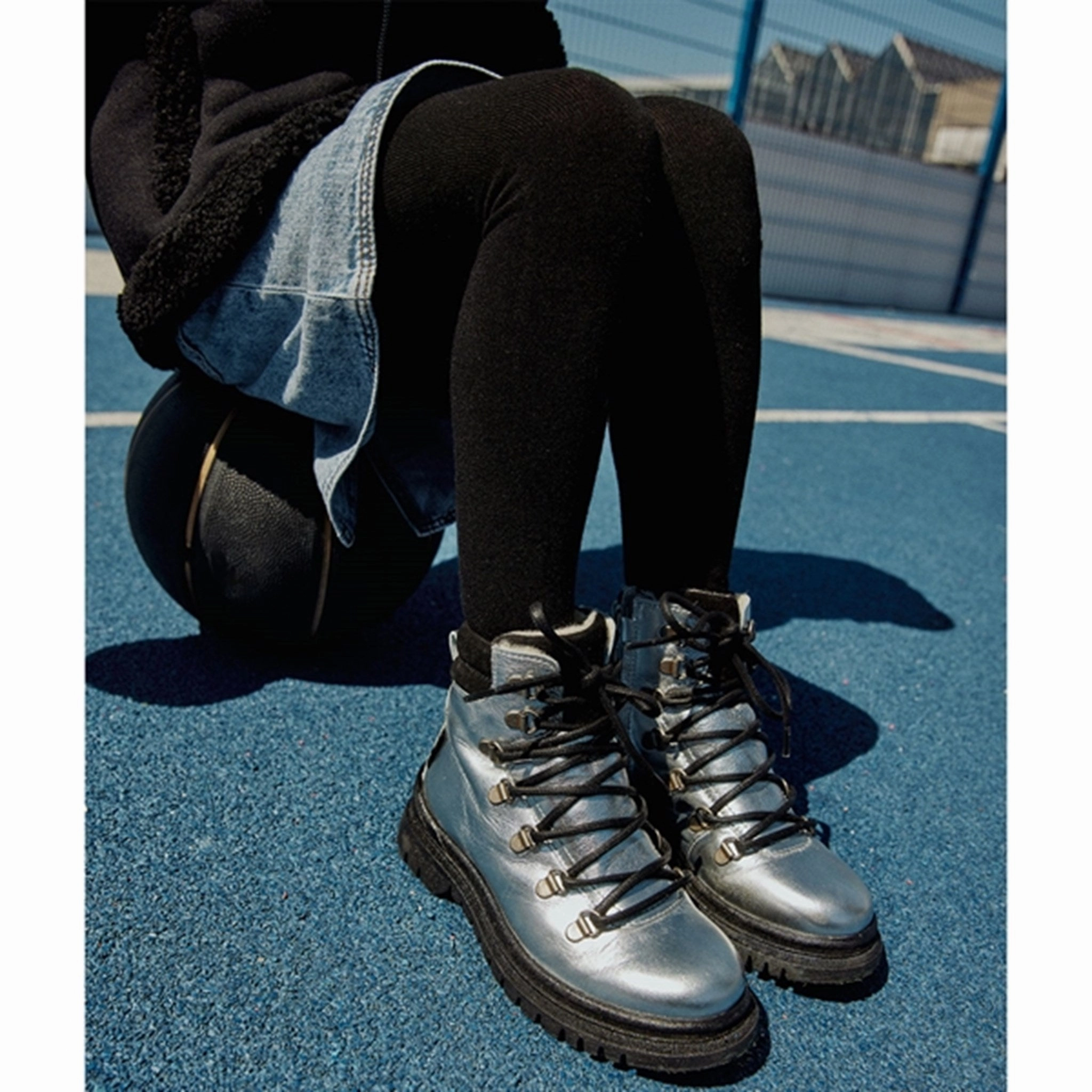 Angulus Tex Lace Boots With Zipper Silver/Black Seamless Comfort Snow Trekker