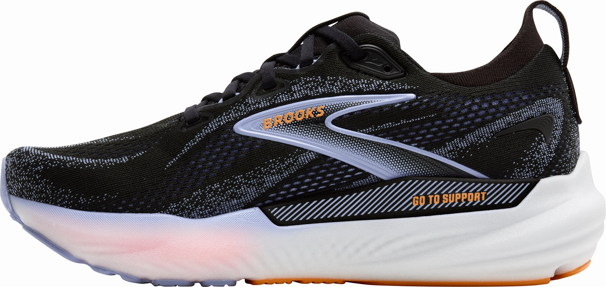 Synthetic Upper Micro Grooves Brooks Glycerin GTS 22 Womens Running Shoes - Black