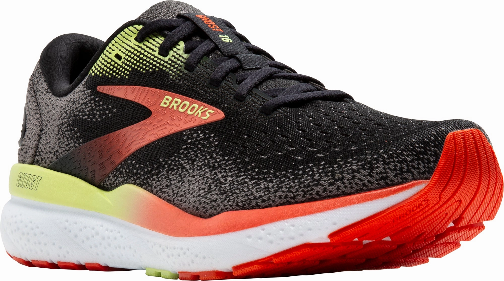 Brooks Ghost 16 Mens Running Shoes - Black Breathable - mesh