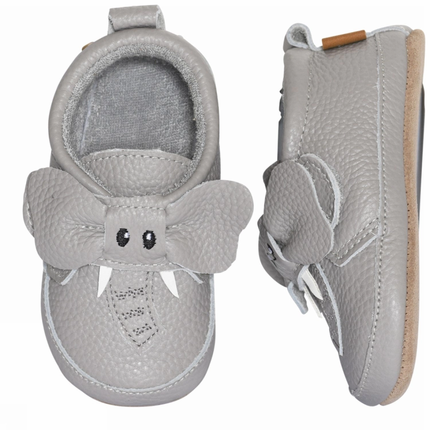MELTON Opal Gray Elephant leather slippers Soft Footwear