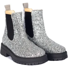 Angulus Silver Glitter/Gray/Black Glitter Chelsea Boot P? Track?l Grippy Outsole Backcountry Camper