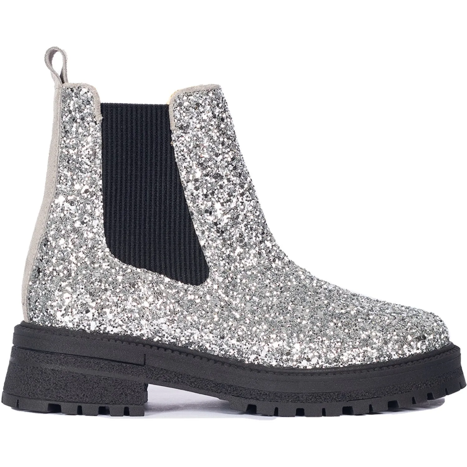 Angulus Silver Glitter/Gray/Black Glitter Chelsea Boot P? Track?l Ergonomic Design All Activity