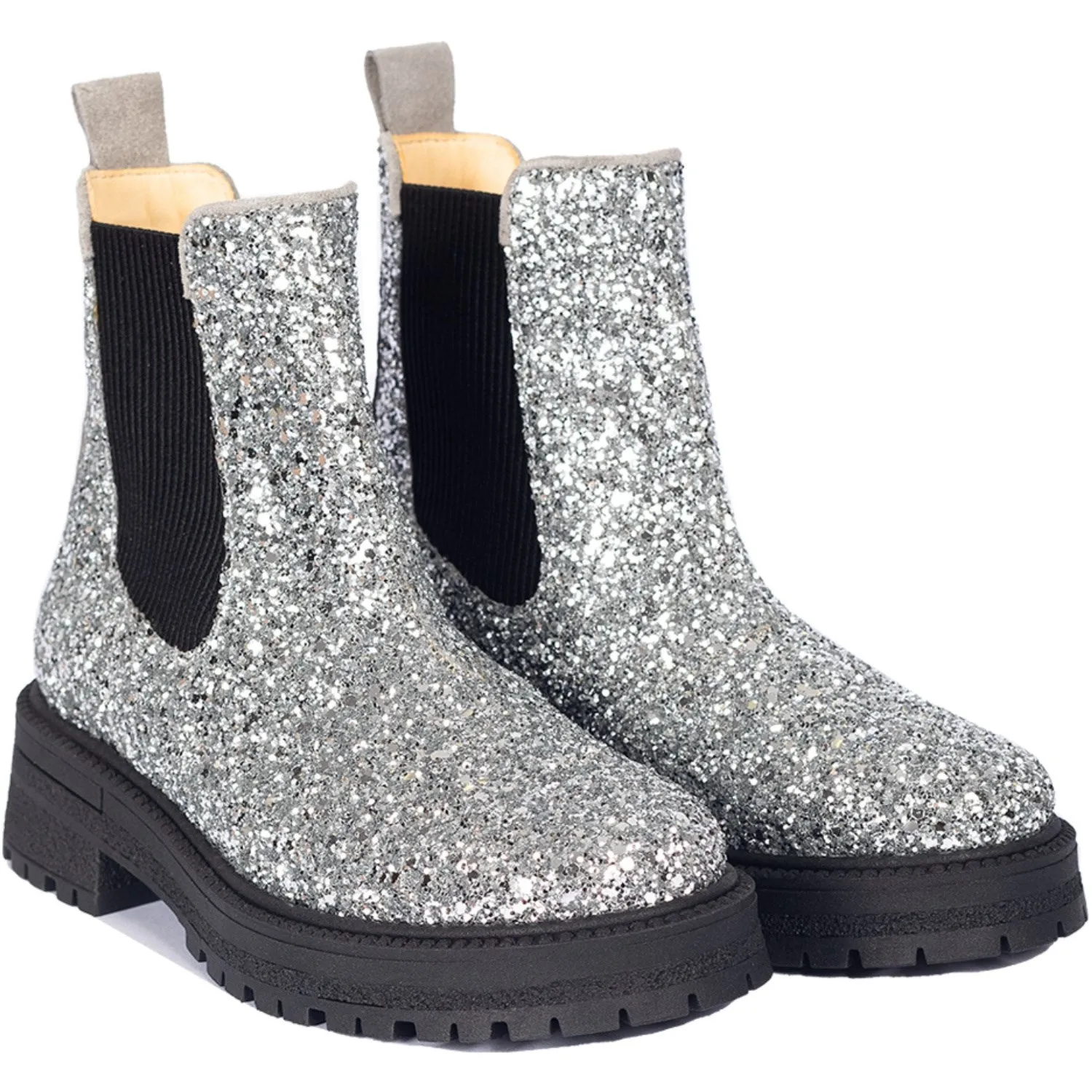 ZipUp Angulus Silver Glitter/Gray/Black Glitter Chelsea Boot P? Track?l