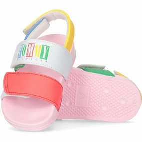 Rapid Evaporation Fabric Multi Use Tommy Hilfiger Logo Velcro Sandal White/Multi