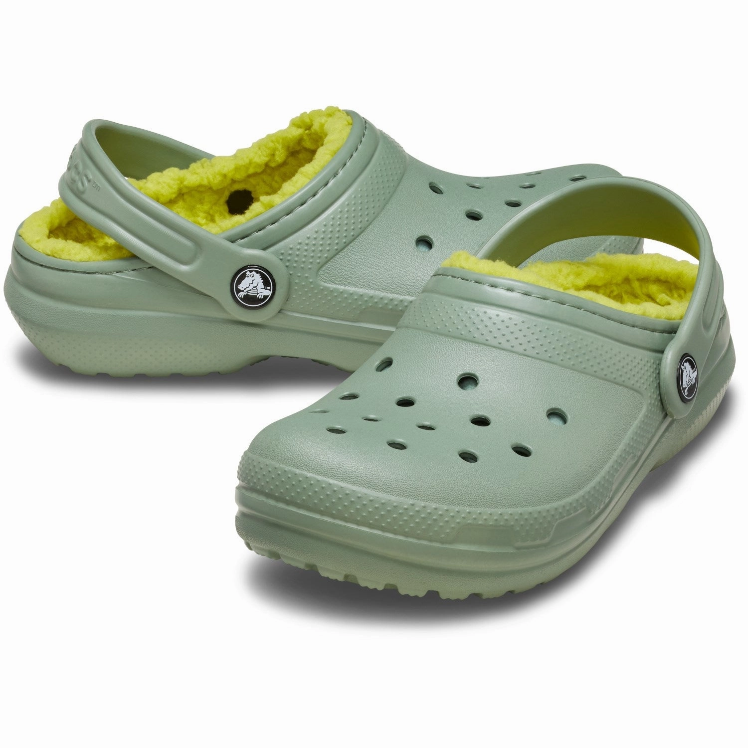Cushioned Heel Pad Mono Tone Crocs Moss Classic Lined Clog