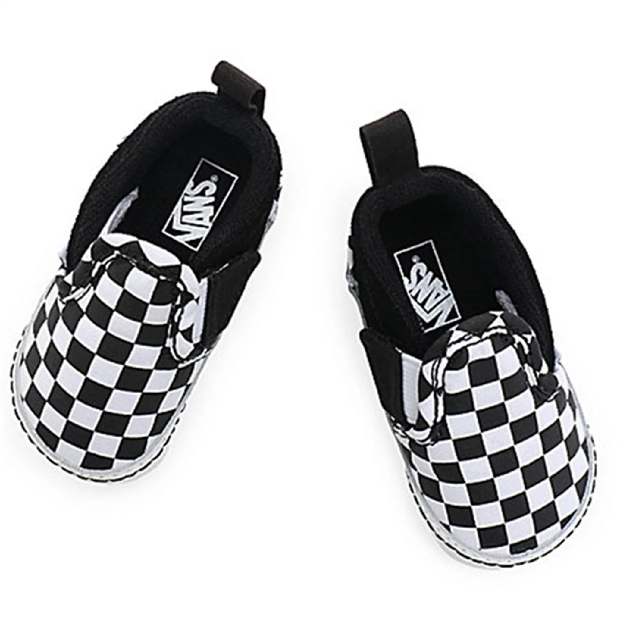 VANS IN Slip-On V Crib Sneakers Checker Black/True White Lightweight Synthetic Durable toe cap