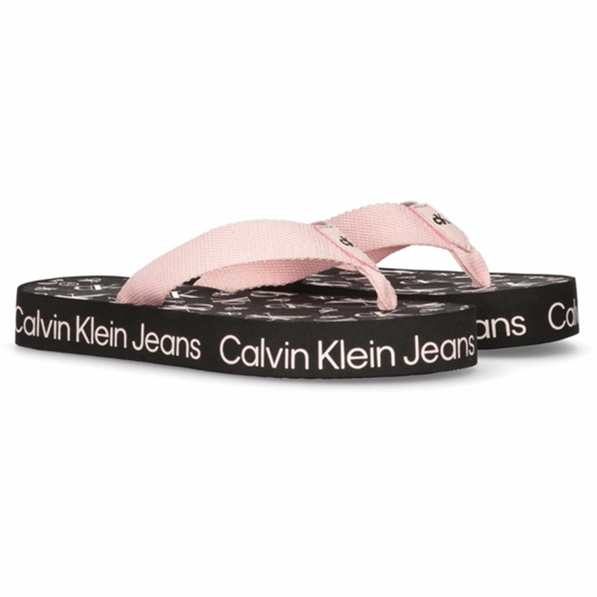 Versatile Travel Shoes Errand Style Calvin Klein Logo Print Flip Flop Pink