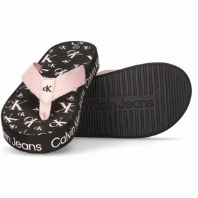 Calvin Klein Logo Print Flip Flop Pink Weekend Walk Multi Shade