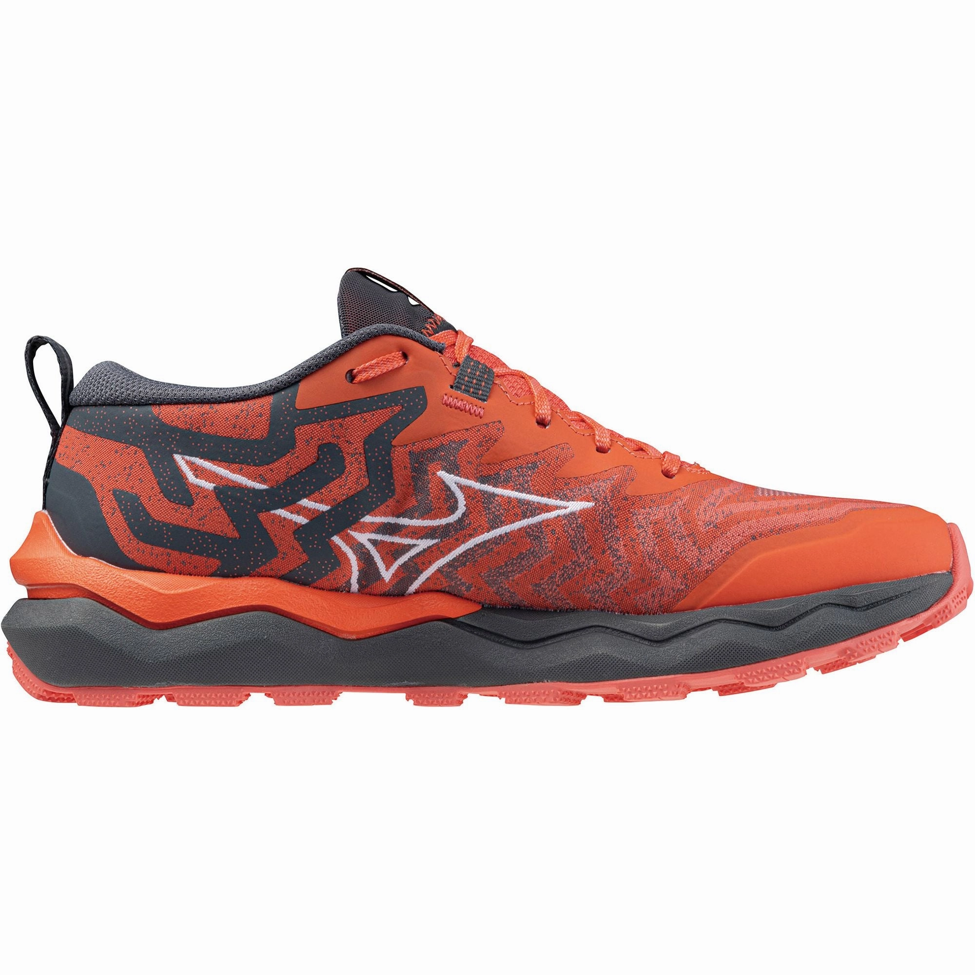 Ankle Lock running in a park shoes Mizuno Wave Daichi 8 Womens Trail Running Shoes - Red