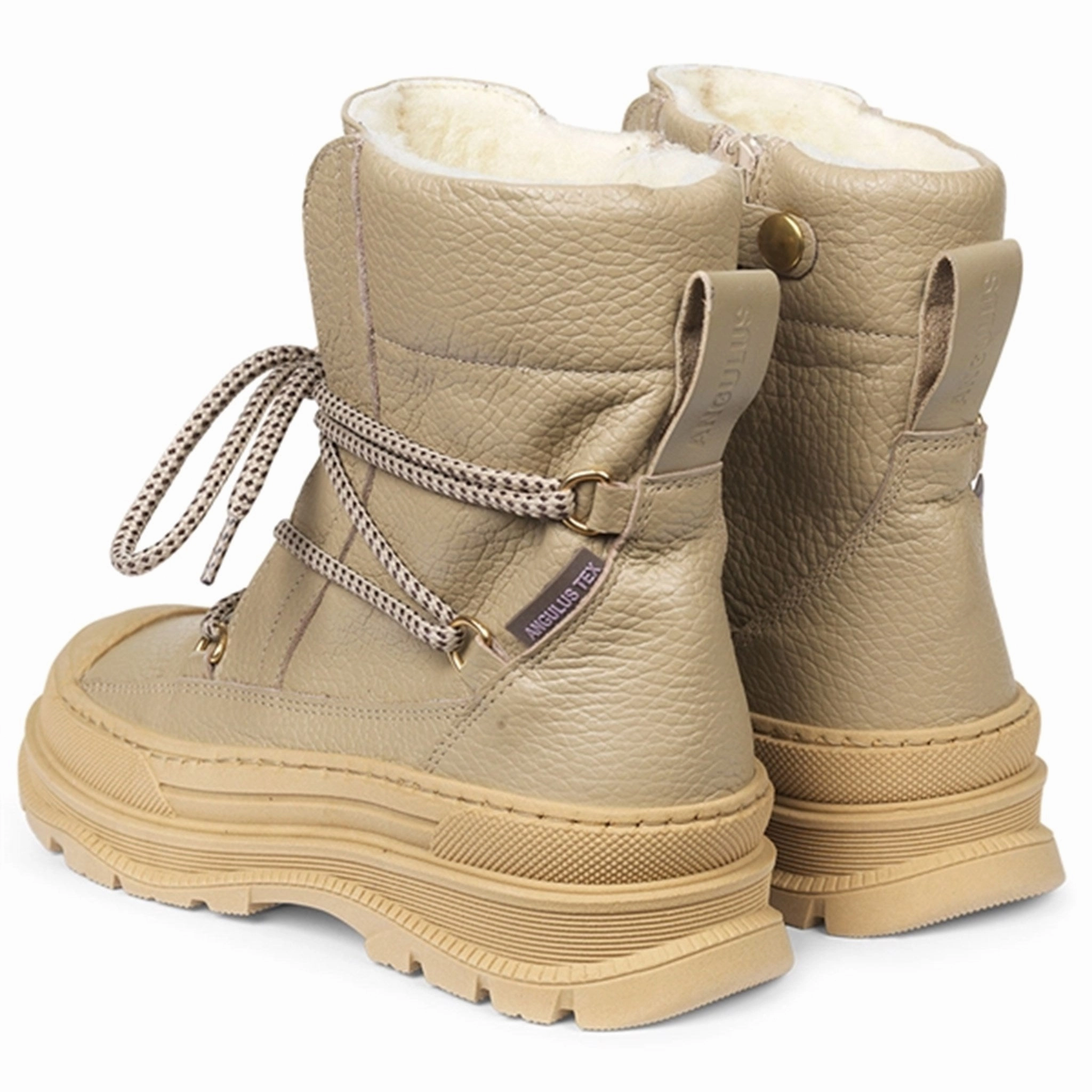 Neutral Build Breathable Morning Walk Angulus Tex-Boots With Ties and Zipper Sand