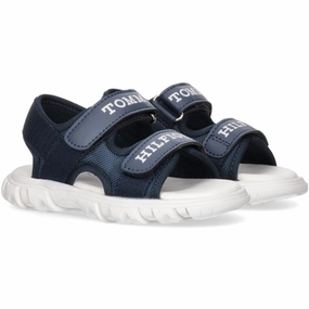 Simple Walk Shoes Tommy Hilfiger Logo Velcro Sandal Blue