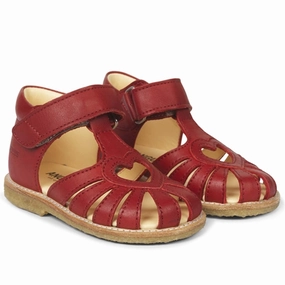 Angulus Starter Shoe w. Heart and Velcro Red Low Heel