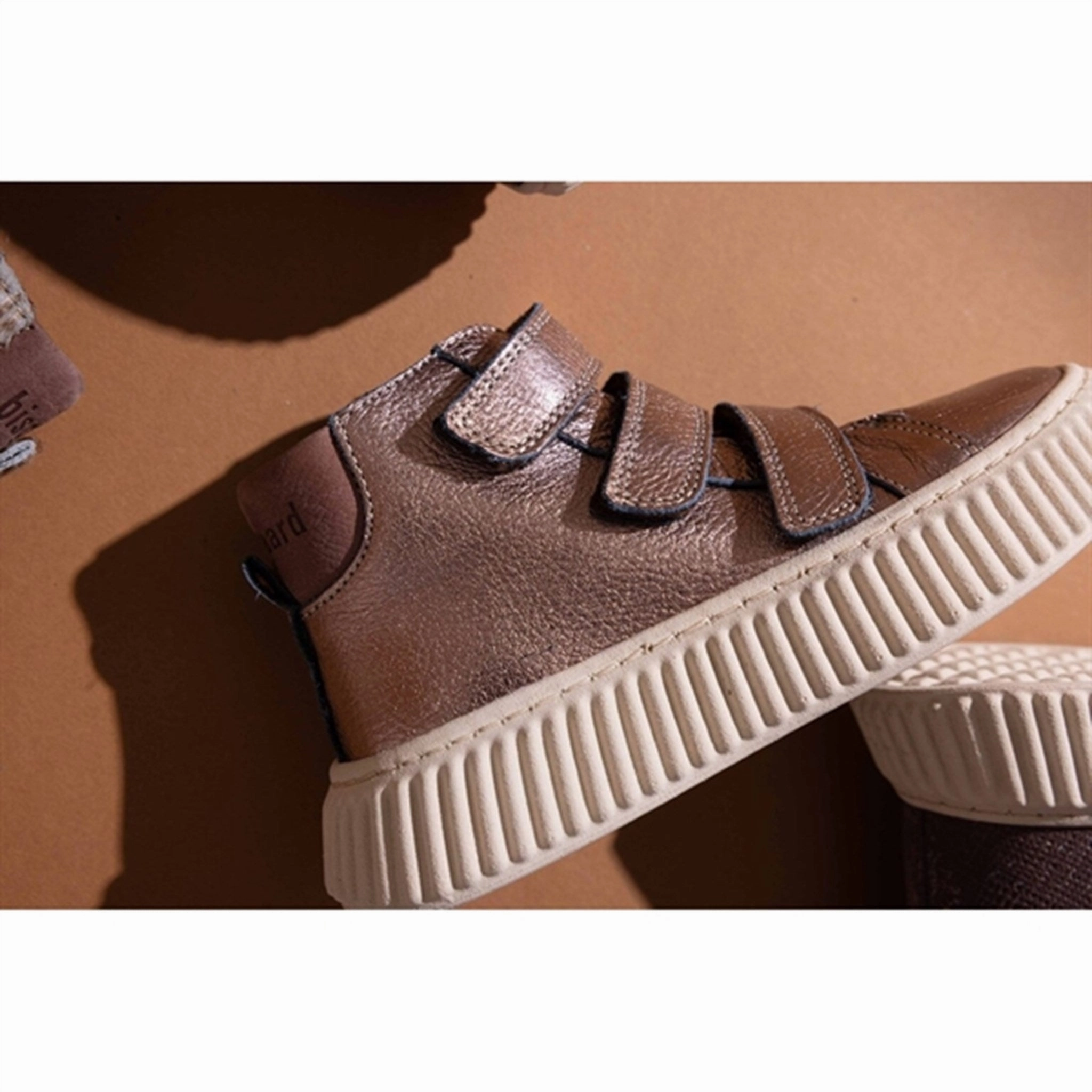 Bisgaard Debbie V Velcro Shoes Rose Gold Metallic Outdoor Ready Terrain Tested