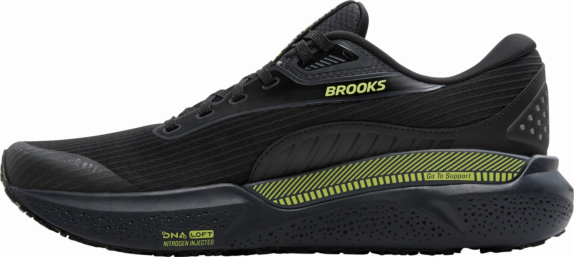 Customizable Fit Technology Padded interior Brooks Adrenaline GTS 24 Weatherized Mens Running Shoes - Black
