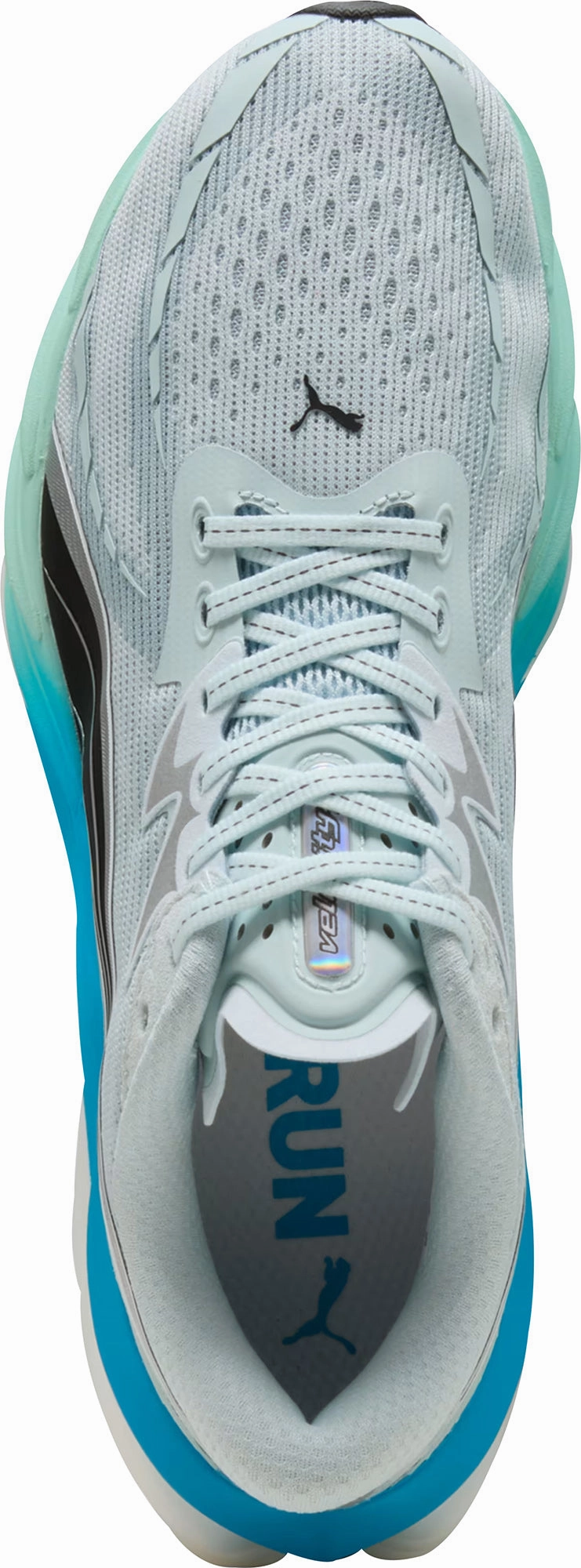 Puma Velocity Nitro 4 Mens Running Shoes - Green running in a pedestrian path area shoes