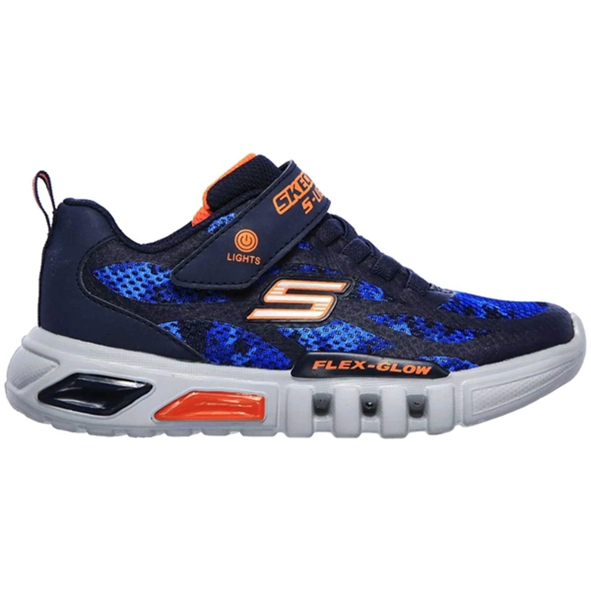 Skechers S-Lights Flex Glow Sneakers Rondler Navy/Orange Torsion Stability Systems