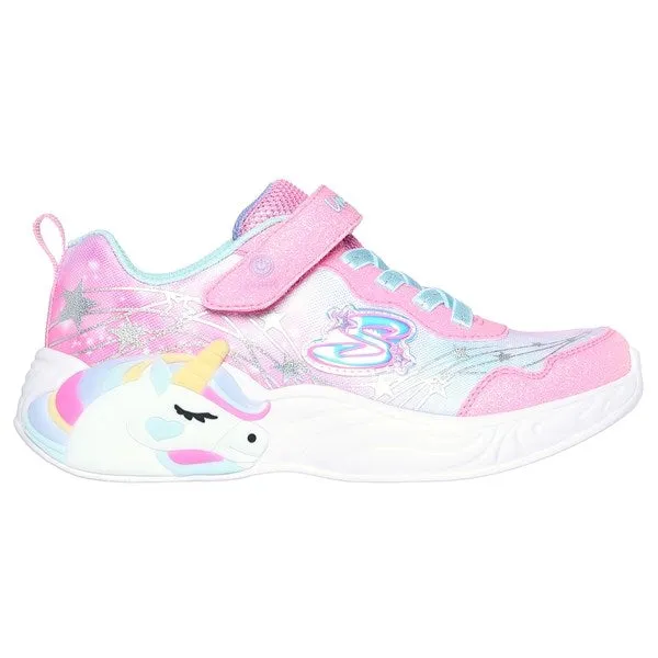 Skechers Unicorn Dreams Ombre Print & Star Shoe Pink Turquoise Perforated Tongue Design