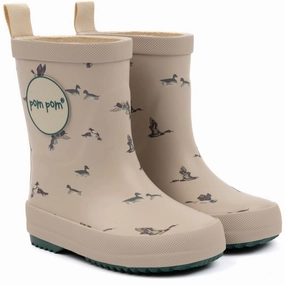 Handmade Craft Pom Pom Duck/Emerald Green Wellies AOP