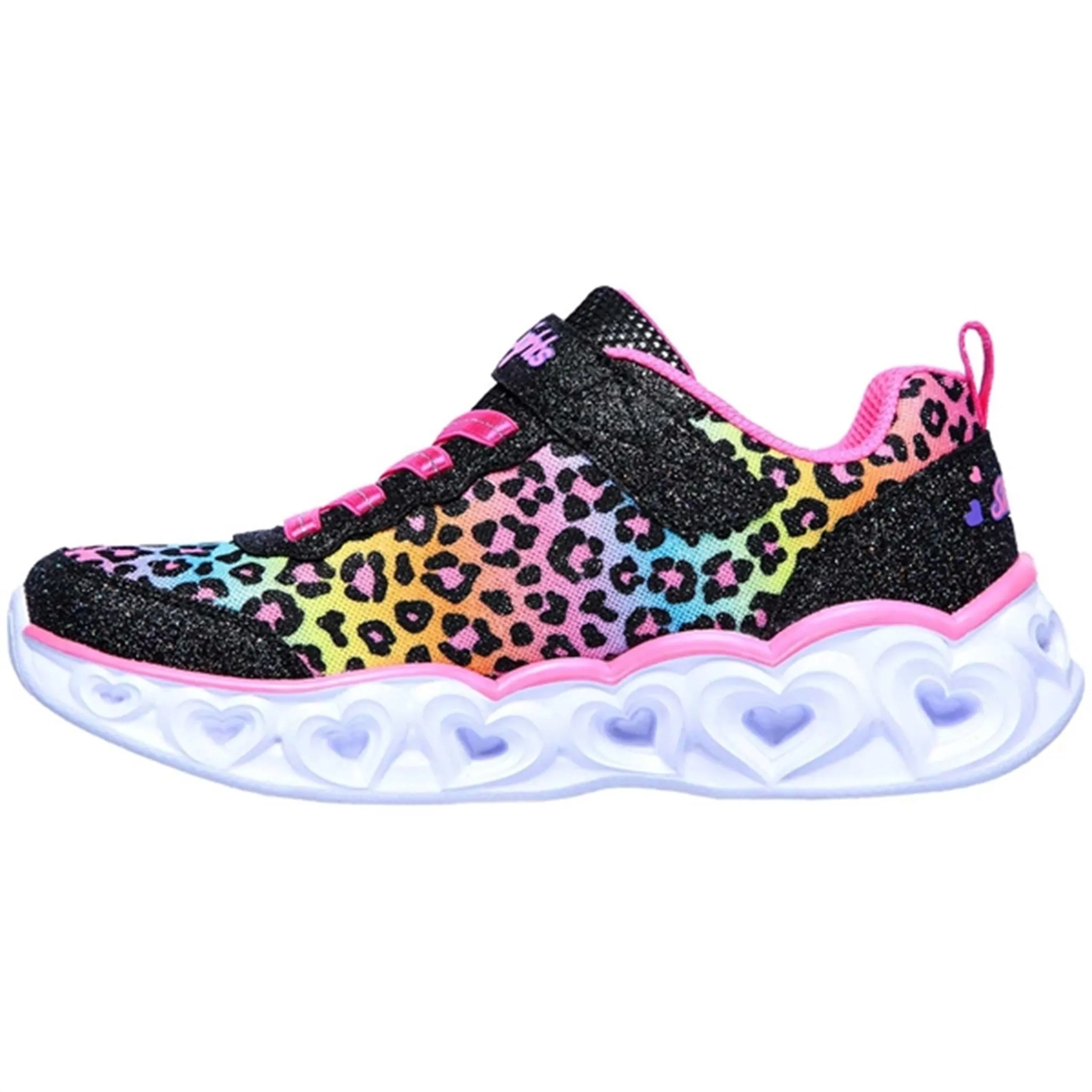 Dynamic Traction Pattern Skechers S-Lights Heart Lights Sneakers Love Match Black/Multi