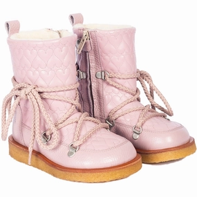 Angulus Mauve/Mauve Tex Heart Lace-Up Boot Footbed