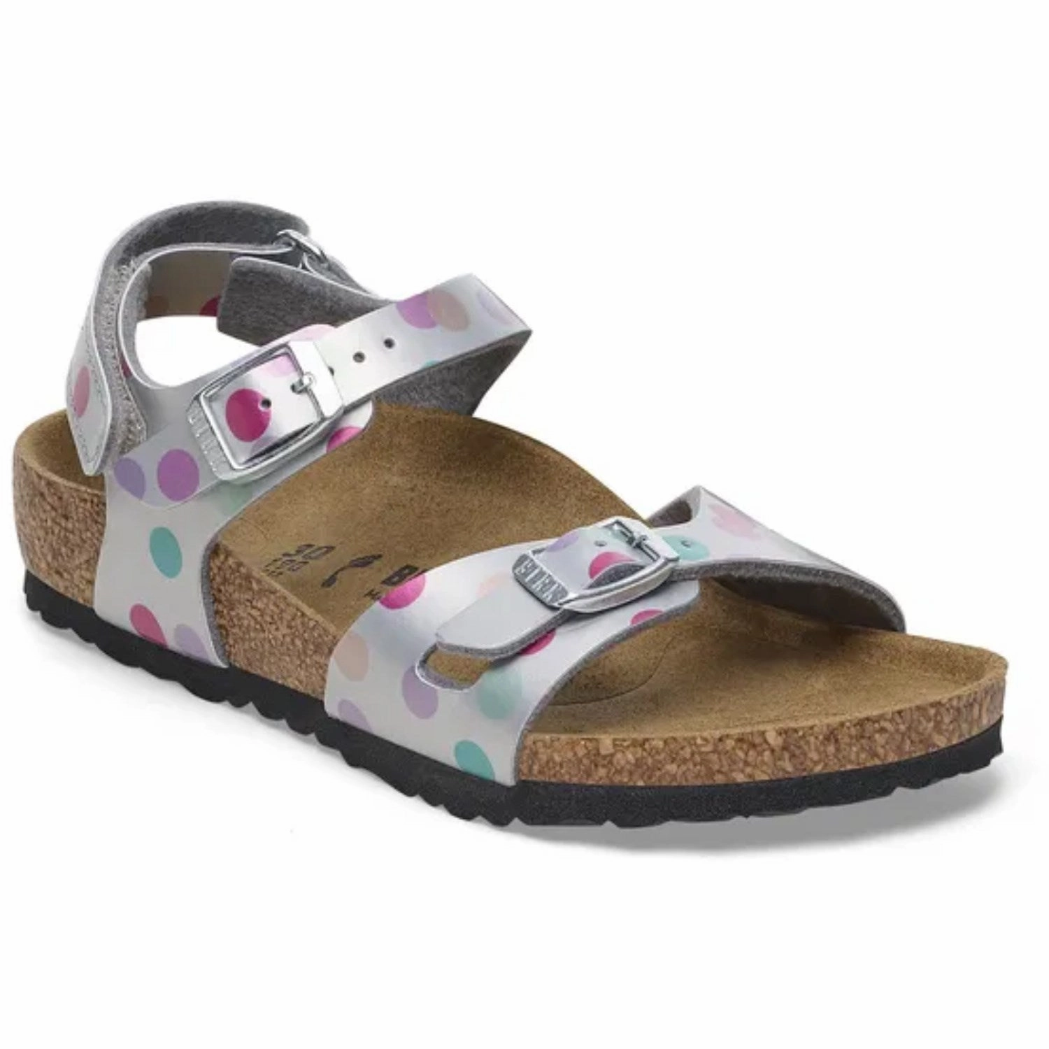 No Fuss Fit Birkenstock Rio AS Kids BF Elec. Metallic SilverDots