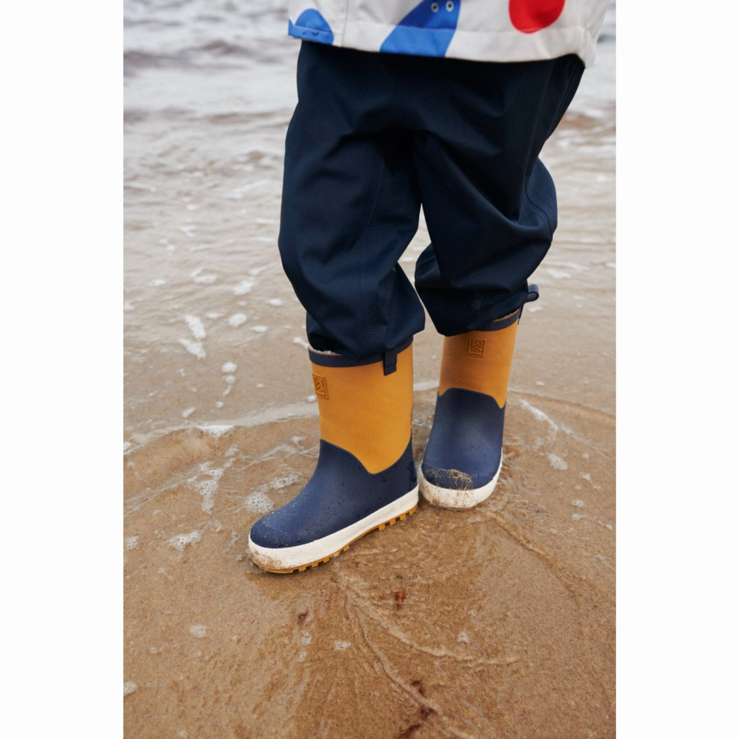 LieWood Classic Navy Multi Mix Sasha Thermo Rainboot Leather Cool Stable Support Rough Terrain