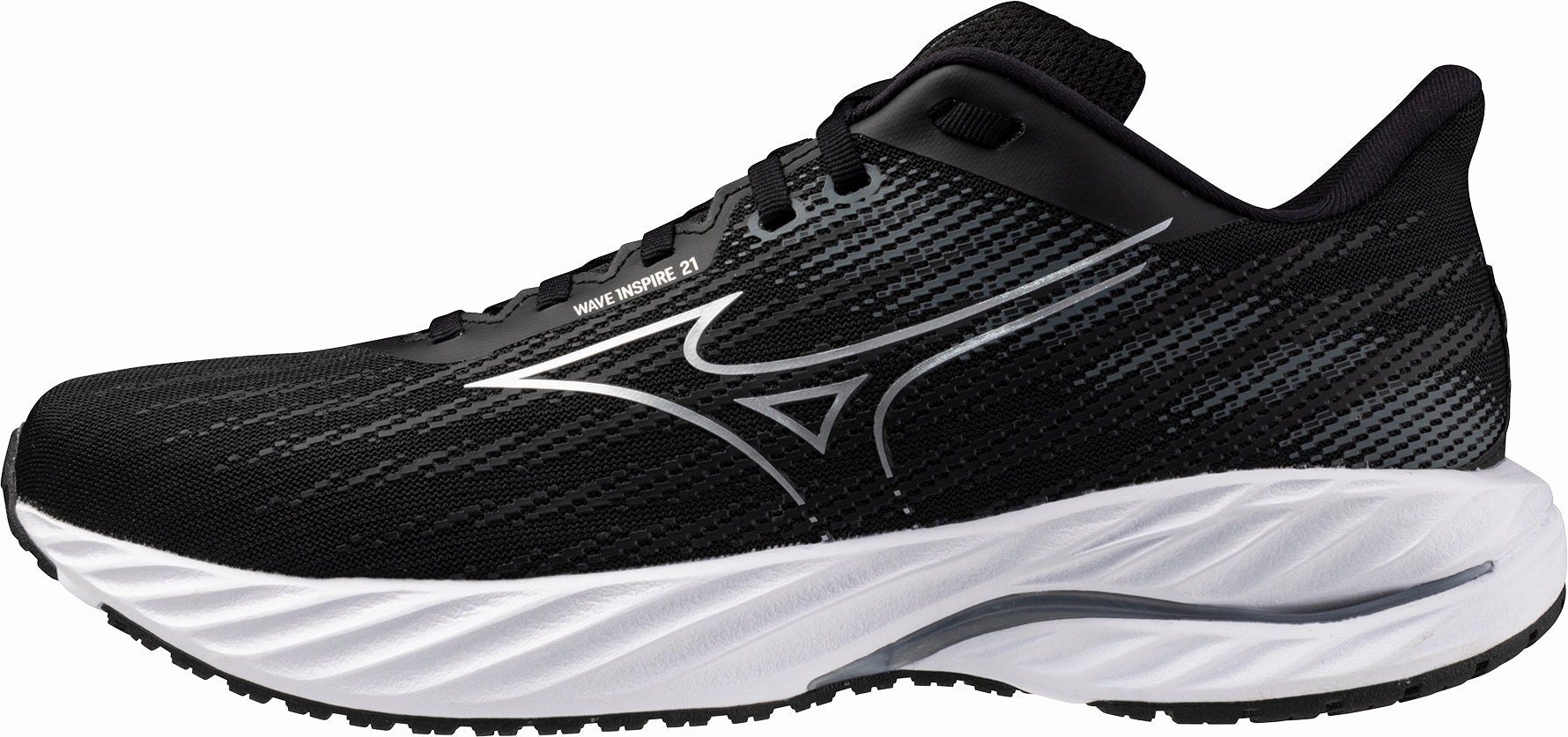 Nylon Mesh running on a track shoes Mizuno Wave Inspire 21 WIDE FIT (2E) Mens Running Shoes - Black