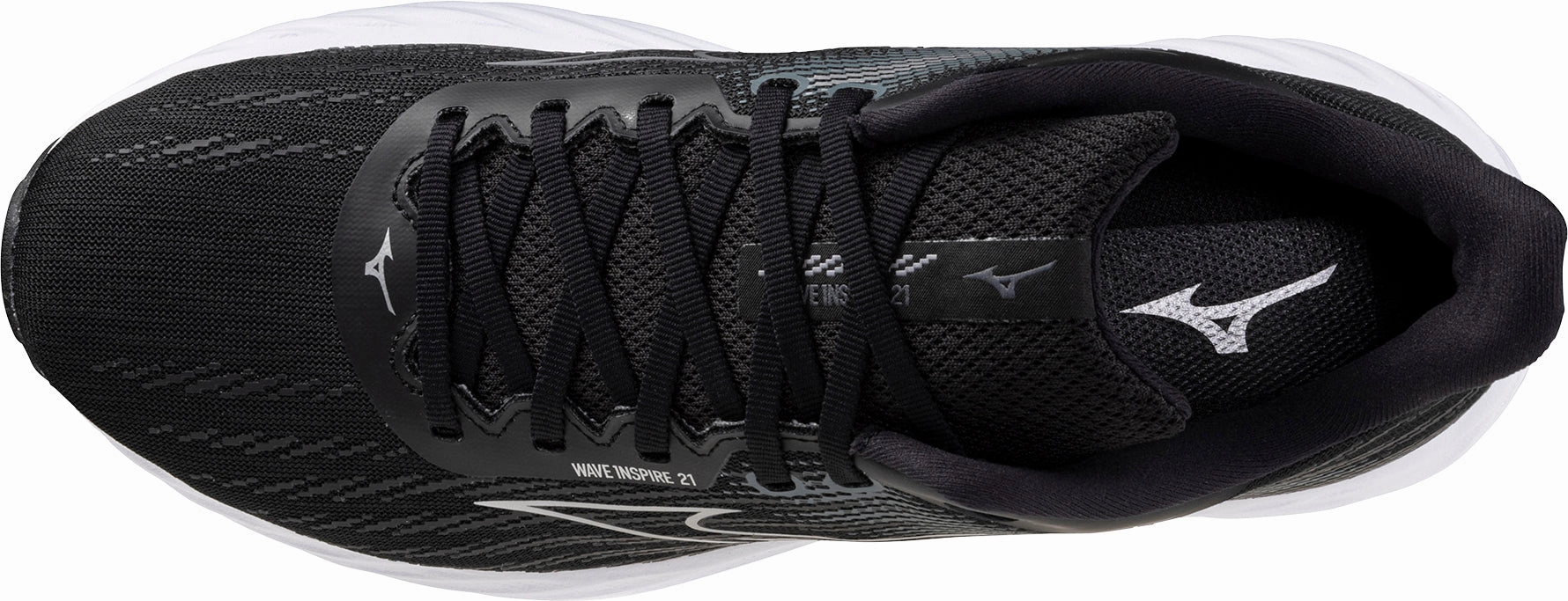 Mizuno Wave Inspire 21 WIDE FIT (2E) Mens Running Shoes - Black Moisture Control Footbed