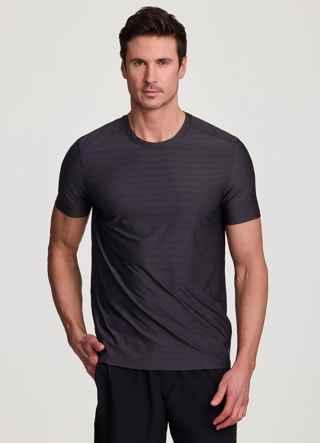 Simple Wear Outdoor Activity Flex Striped Workout Tee