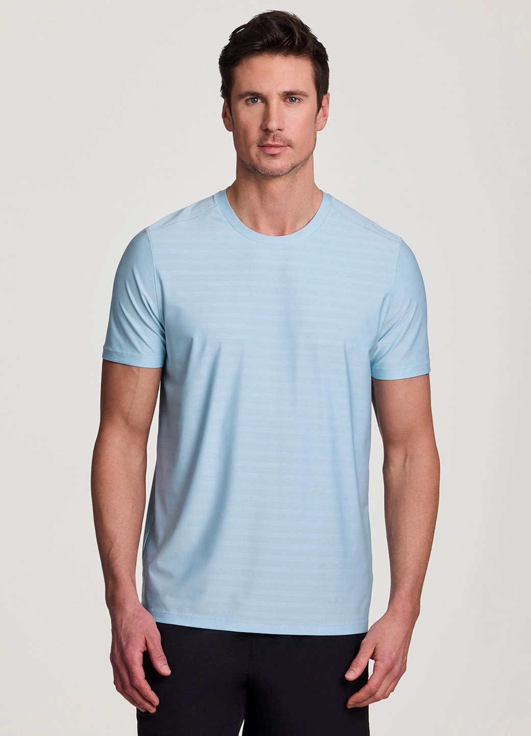 Flex Striped Workout Tee Layered Collar Classic Outfit Style