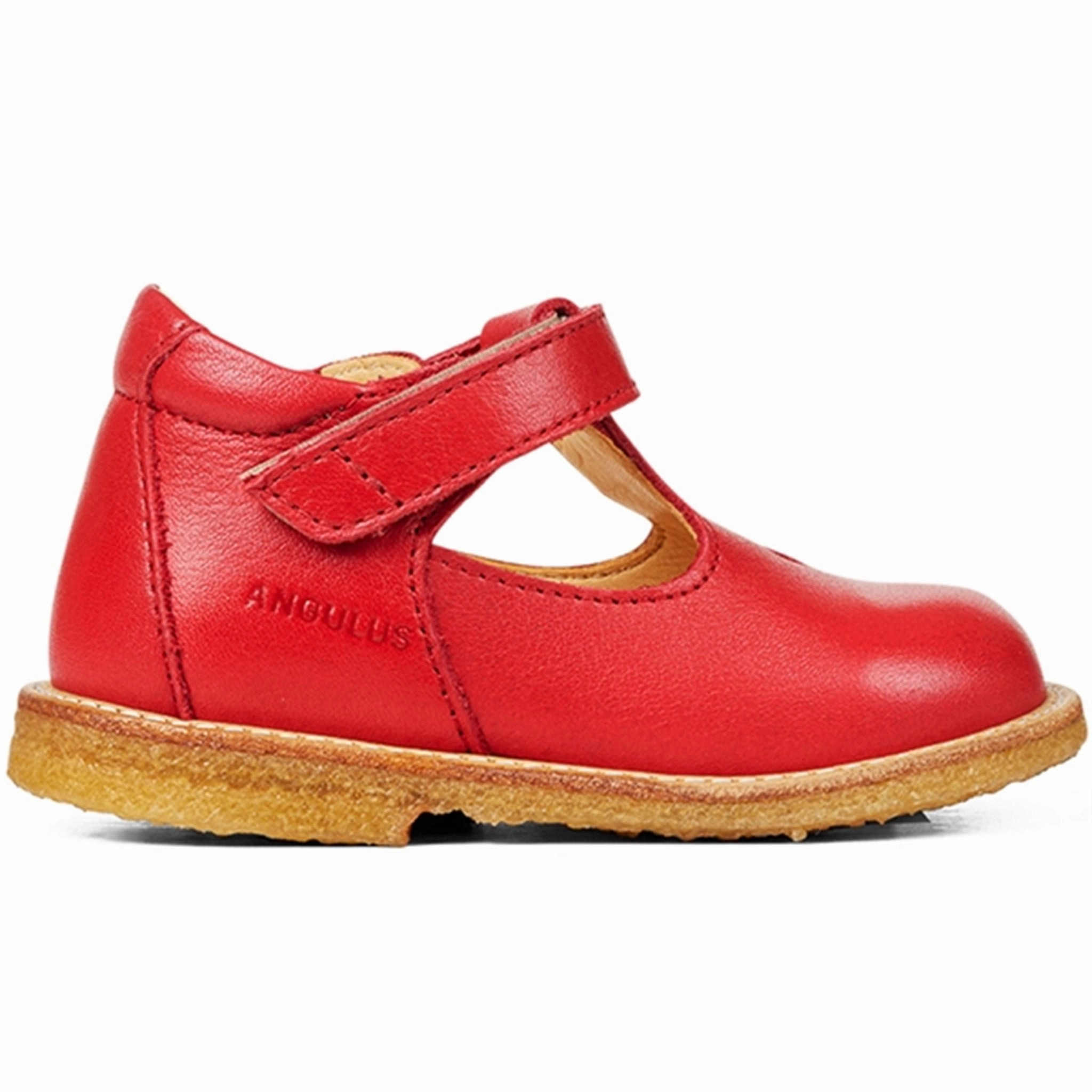 Angulus Starter Mary Janes With Heart and Velcro Red Slip On Style