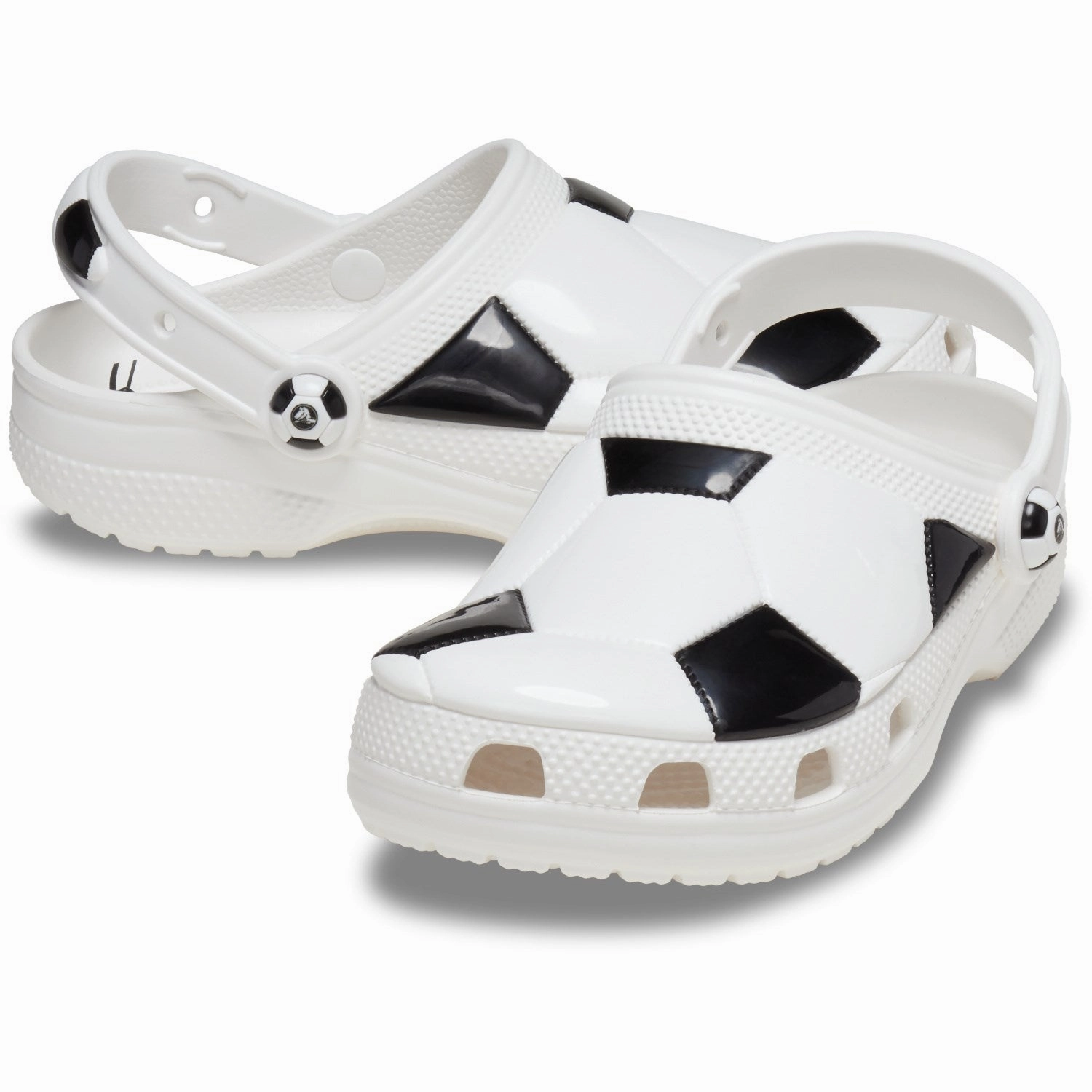 Crocs White/Black Classic Soccer Ball Clog Summer Flip-flops Shell Trim