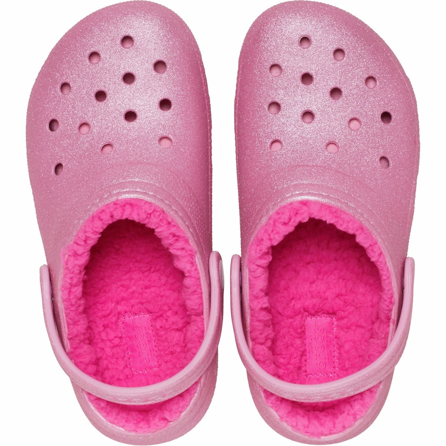 Crocs Pink Tweed Classic Lined Glitter Clog Wrap Tie