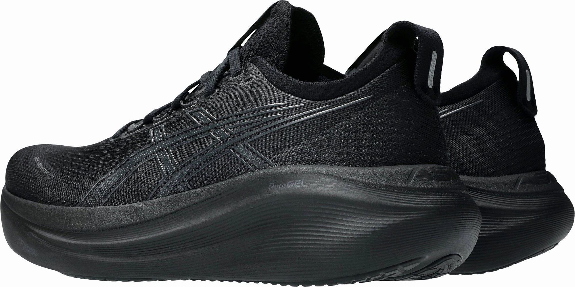 Asics Gel Nimbus 27 Mens Running Shoes - Black Elastic laces disabled - athlete