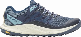 Impact Resistant lightweight shoe traits Merrell Antora 3 GORE-TEX Womens Trail Running Shoes - Blue