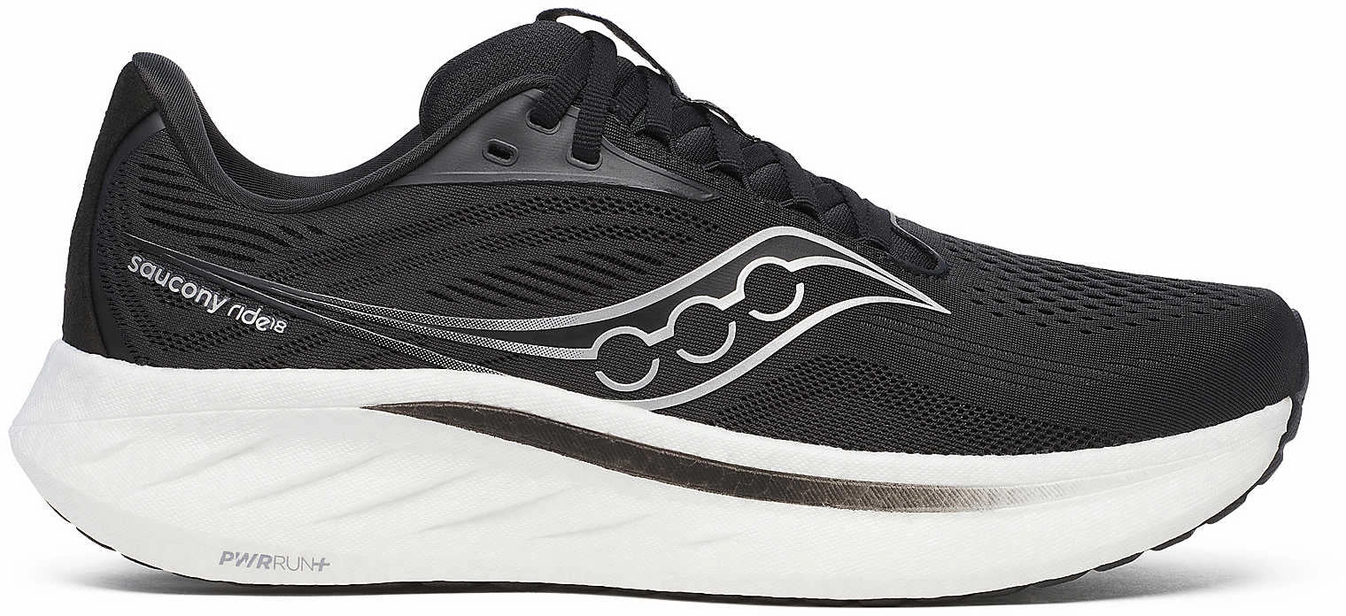 Saucony Ride 18 WIDE FIT Mens Running Shoes - Black weightlifting shoes winter running shoes