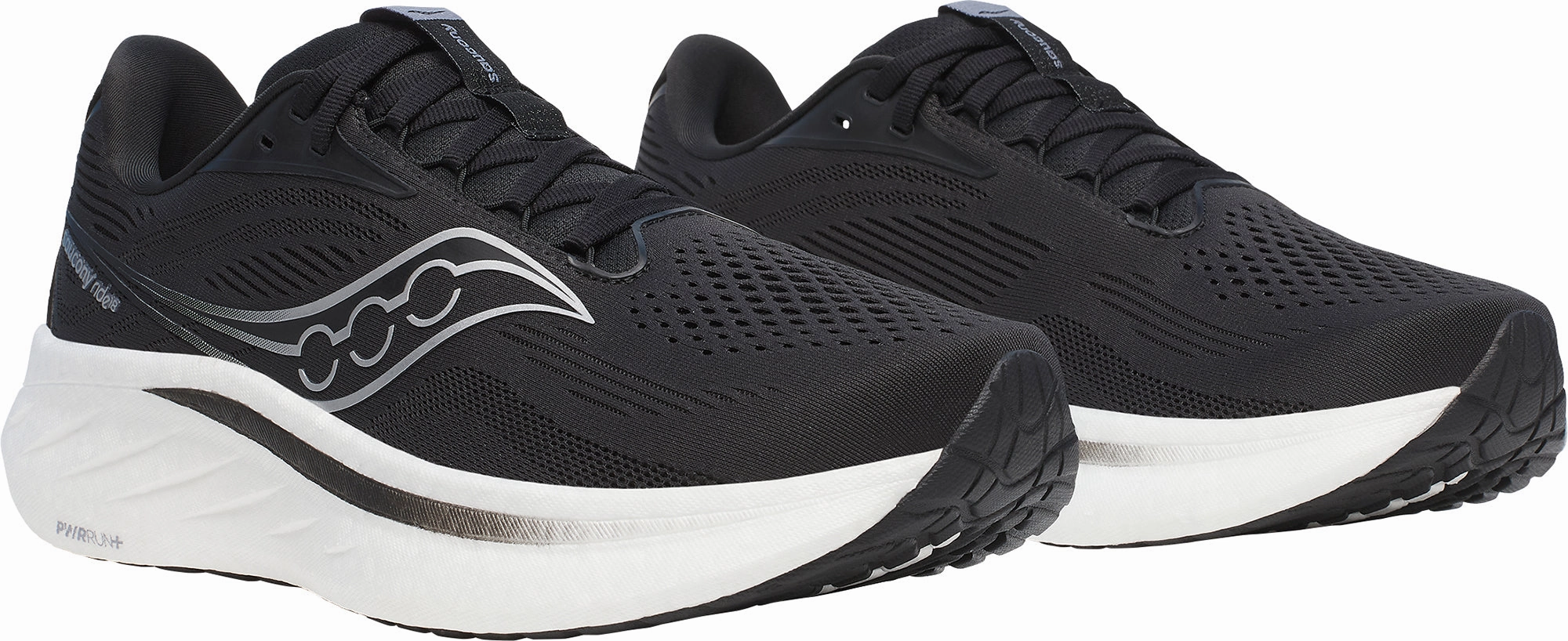 Saucony Ride 18 WIDE FIT Mens Running Shoes - Black Secure