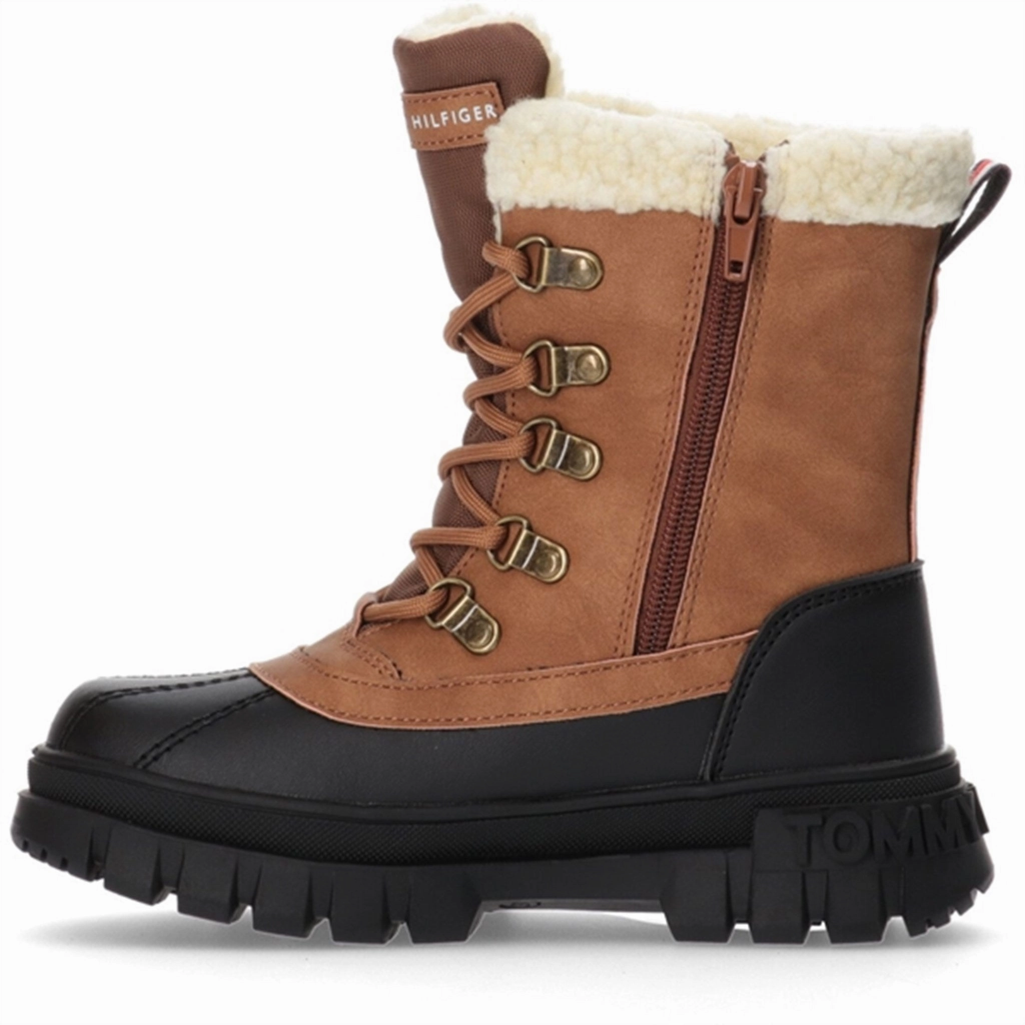 Thermal Core Functional Minimalist Tommy Hilfiger Lace-Up Bootie Cognac