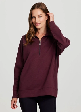 High Neck pattern LuxeSoft Oversized Half Zip Pullover