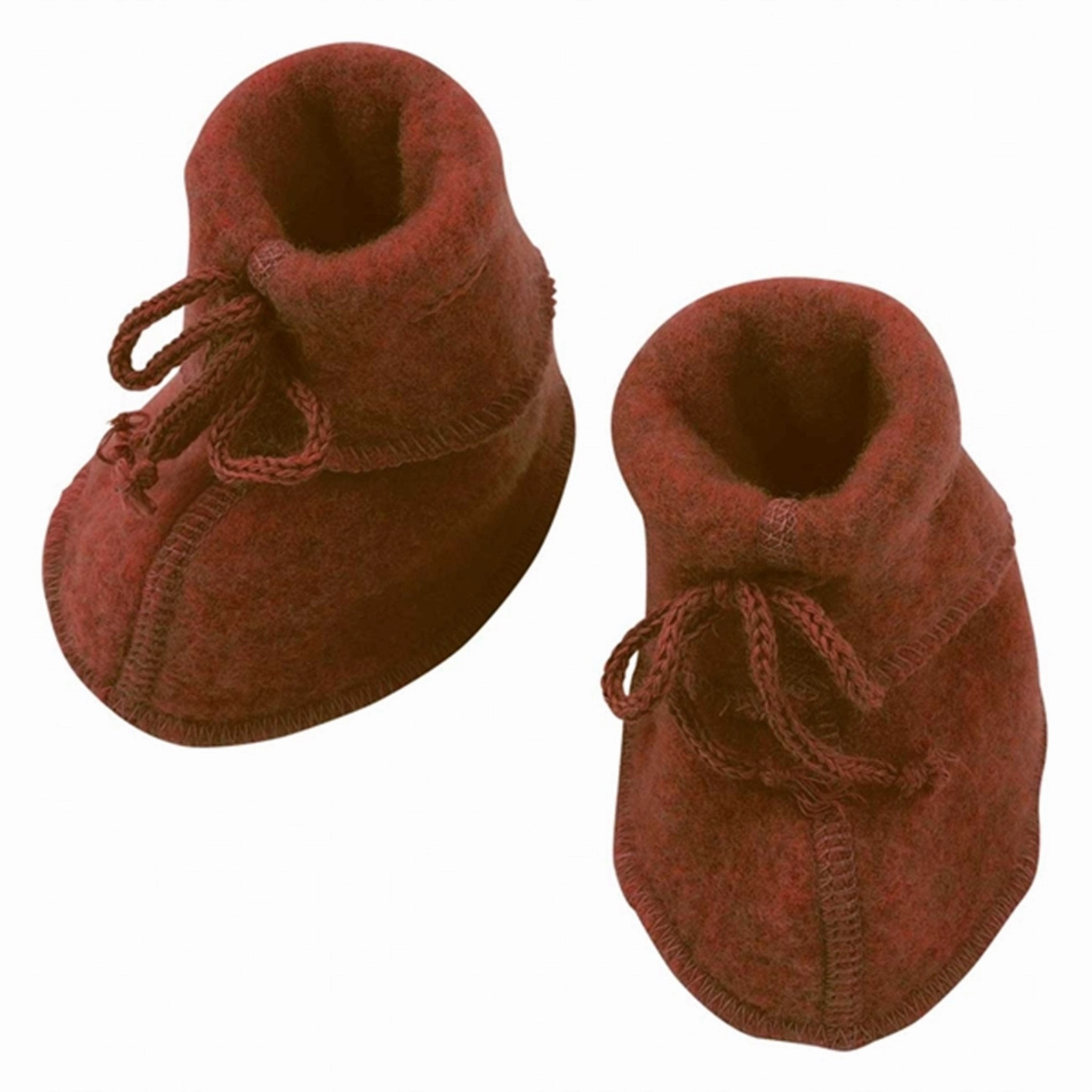 Soft Material hook and loop closure Engel Baby Booties w. Ribbon Cinnamon Melange
