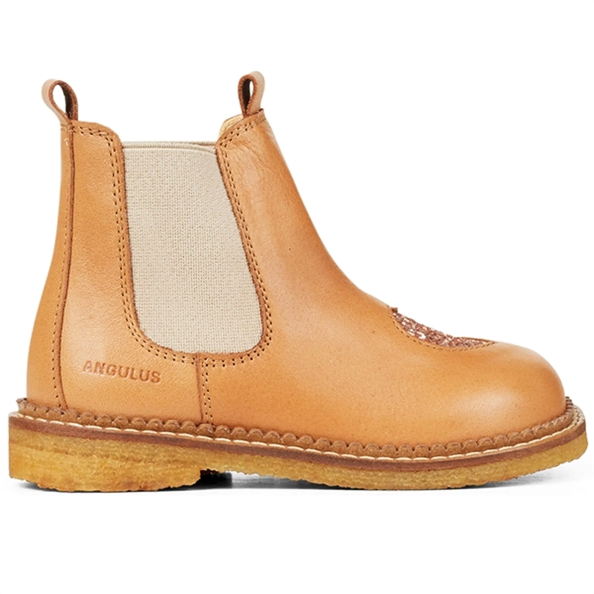 Angulus Chelsea Boots With Heart Almond/Maple Glitter/Beige Elastic Snow protection