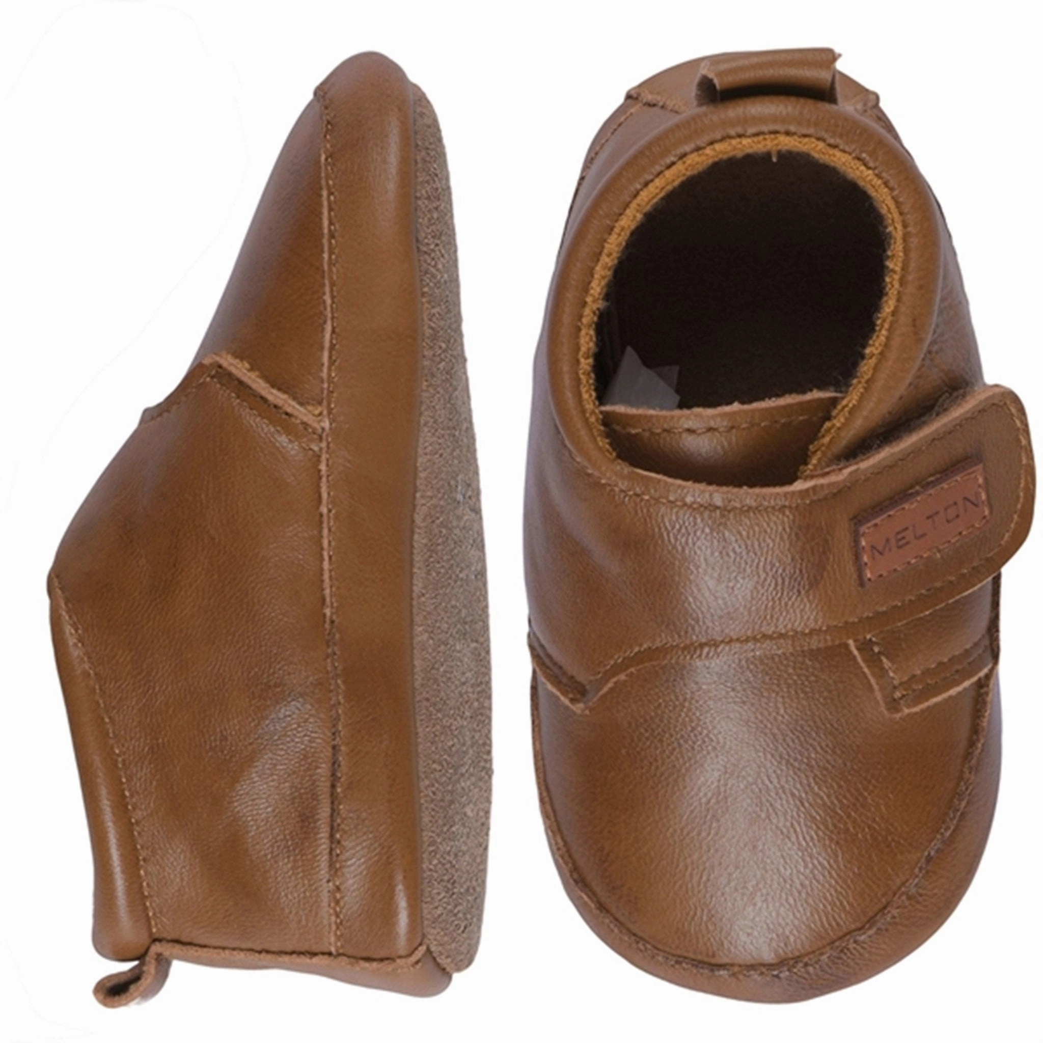 Comfy Beach Walk MELTON Leather Slippers Classic Cognac